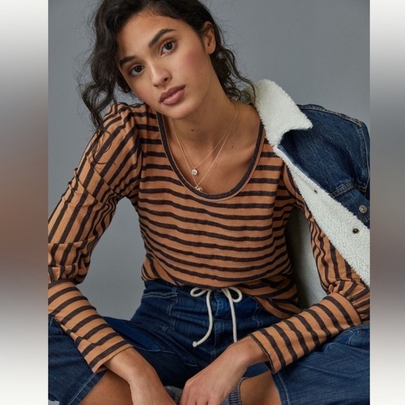 Romantic Anthropologie Amadi Sylvia Striped Puffed Sleeve Shirt - Picture 10 of 10